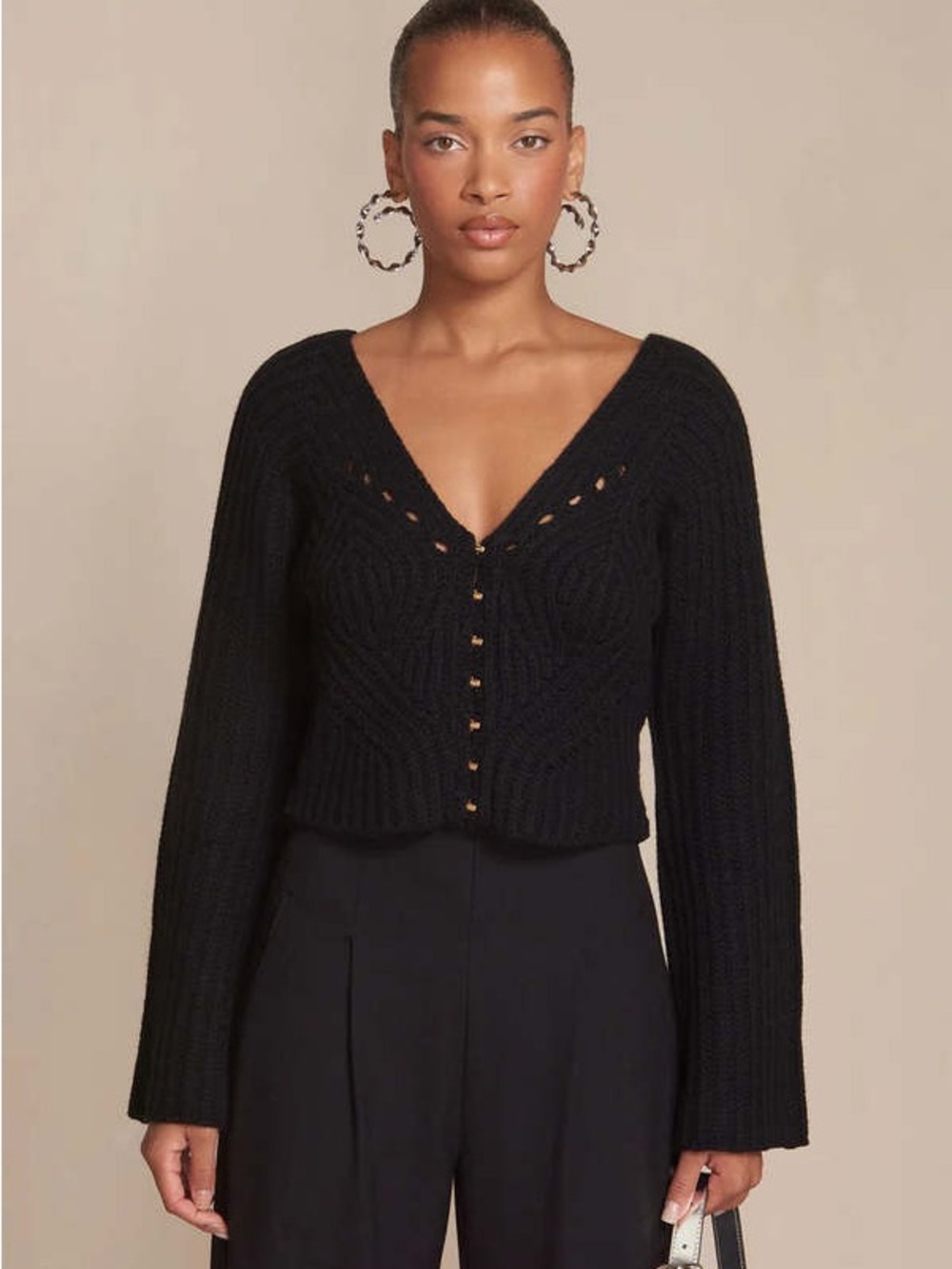 cult gaia Caron Knit Cardigan - Black